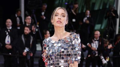Ludovica Frasca shimmers in large sequins. Getty Images