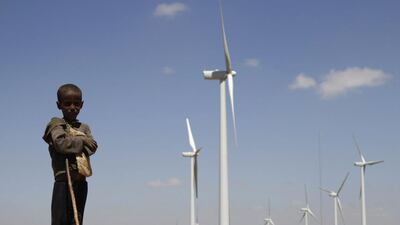 Turbines harness nature’s energy at the Ashegoda Wind Farm near Mekelle in Tigray state, Ethiopia. Kumerra Gemechu / Reuters