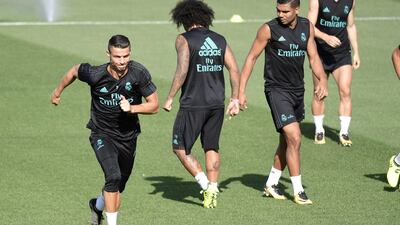 Real Madrid's Cristiano Ronaldo takes part in a drill. Javier Soriano / AFP