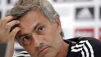 Jose Mourinho addresses a press conference after a practice session ahead of Madrid's Spanish League match against Real Sociedad.