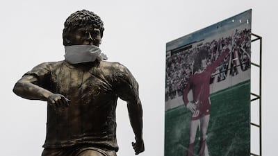 A statue of Maradona, in the Barrio de la Paternal of the city of Buenos Aires. EPA