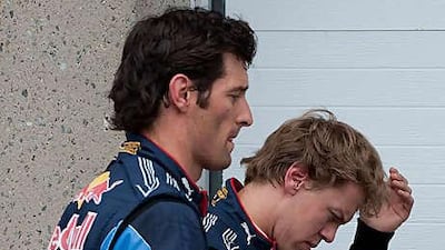 Mark Webber, front, and Sebastian Vettel, his Red Bull-Renault teammate, will be keen to put the recent speculation about preferential treatment for the latter behind them this weekend in Germany.