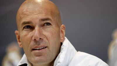Real Madrid manager Zinedine Zidane attends a press conference at Valdebebas sport city in Madrid, Spain, on January 3, 2016. Chema Moya / EPA