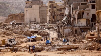 Destroyed buildings in Libya's Derna after flash floods. All Photos: AFP