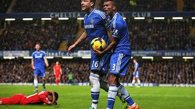 Captain John Terry, second from right, wants Chelsea to repeat their performance against Liverpool. Julian Finney / Getty Images