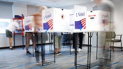 Voters cast their ballots inside the Arlington County Courthouse on September 18, 2026 in Arlington, Virginia. Getty Images via AFP