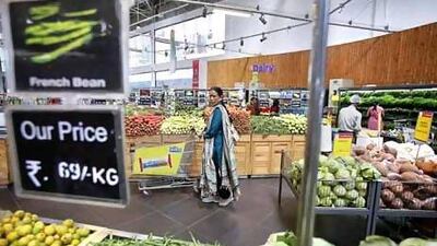 Food prices in India have rocketed, partly because of deficient monsoon rains, sending annual consumer price inflation above 10 per cent last month. Vivek Prakash / Reuters