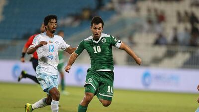Carlos Villanueva, right, opened the scoring for Al Shabab en route to a 3-1 victory. Al Ittihad