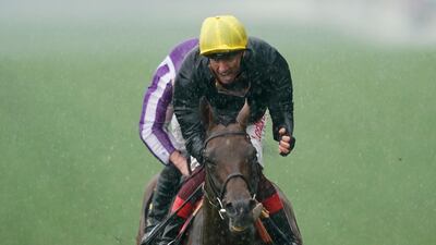 Frankie Dettori celebrates powering Crystal Ocean to victory in The Prince Of Wales's Stakes on Day 2 of Royal Ascot. Alan Crowhurst / Getty Images