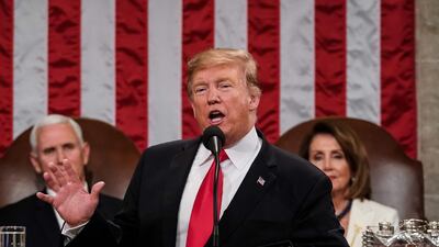 US President Donald Trump delivers the State of the Union address. AFP