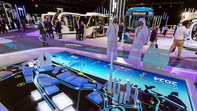 A visual display on how Dubai will become 25 per cent driverless at the Dubai World Congress for Self-Driving Transport in October 2019. Chris Whiteoak / The National
