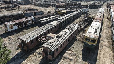 Kadem Station, one of the most important stops on the historic Hejaz Railway and once a meeting point for pilgrims traveling to the Holy Land, now vandalised by forces of the ousted Baath regime, in the Syrian capital Damascus. Getty Images