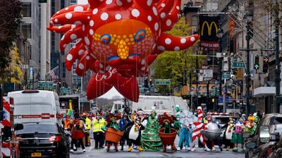 Due to the pandemic, crowds of onlookers were not allowed to attend the annual parade. AP