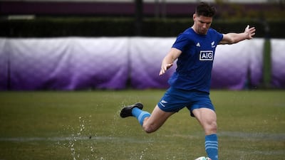 New Zealand fly-half Jordie Barrett during a training session at the Tatsuminomori Seaside Park in Tokyo before their Rugby World Cup semi-final against England. AFP