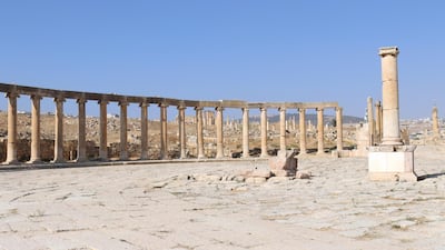 Jerash’s Oval Forum, normally a hub for tourists and vendors alike, is empty mid-day on October 21, 2020