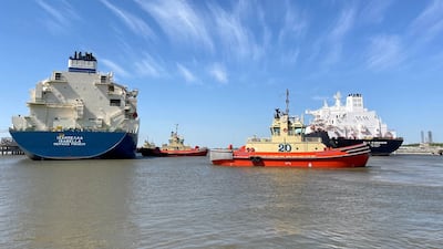LNG tankers in Louisiana. US natural gas exports to Europe stood at an average of 6.4 billion cubic feet per day over the past 12 months. Reuters