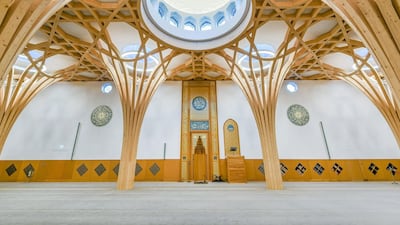 The vaulted ceilings of the Cambridge Central Mosque are modelled on medieval gothic styles.