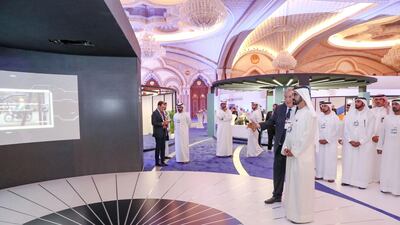 Sheikh Mohammed bin Rashid tours the Future Investment Initiative on the second day of the conference. Dubai Media Office / Wam