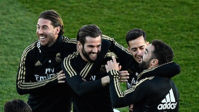 Left to right: Sergio Ramos, Nacho Fernandez, Lucas Vazquez and Dani Carvajal. AFP