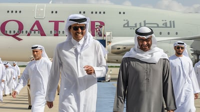 Sheikh Mohamed receives Sheikh Tamim, the Emir of Qatar