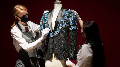 A butterfly themed jacket made for Mick Jagger by former partner L'Wren Scott. EPA/Vickie Flores