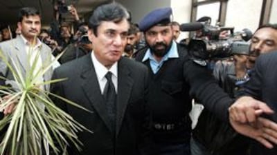 Justice Javed Iqbal, centre, the senior judge on Pakistan's Supreme Court, has been hearing missing persons cases since January. 'The law will take its course, irrespective of who is who,' he said.