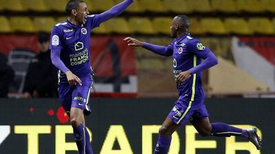 Caen's Ronny Rodelin celebrates after scoring in their 1-1 Ligue 1 draw against AS Monaco on Wednesday night. Valery Hache / AFP / December 2, 2015