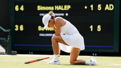 Simona Halep held a 5-2 lead in the deciding set before losing to Su-Wei Hsieh. Peter Nicholls / Reuters