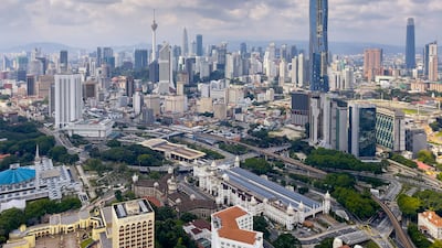 The top spire of Merdeka 118, the second-tallest building in the world, has been completed. Getty Images
