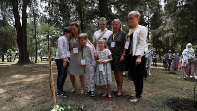 Family members of victims of the Ethiopian Airlines Flight ET302 plane crash, attend a memorial ceremony at the French Embassy in Addis Ababa, Ethiopia. Reuters