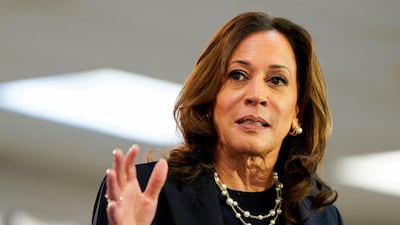 US Vice President and Democratic candidate Kamala Harris at a campaign event in Wayne, Michigan. Reuters