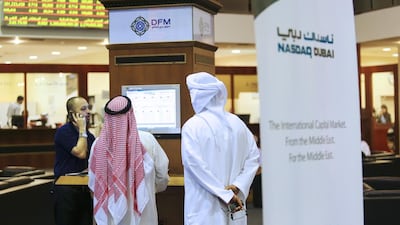 Emaar chairman Mohamed Alabbar, says the company is hoping to complete the planned listing on Nasdaq Dubai, above, and in London before Ramadan. Sarah Dea / The National