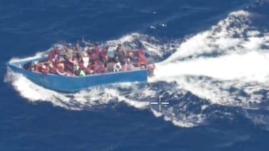 Migrants crossing the Mediterranean in flimsy fibreglass boats. Photo: NCA