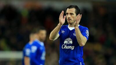 Leighton Baines of Everton shown after his team's Premier League match against Norwich on Saturday. Stephen Pond / Getty Images / December 12, 2015