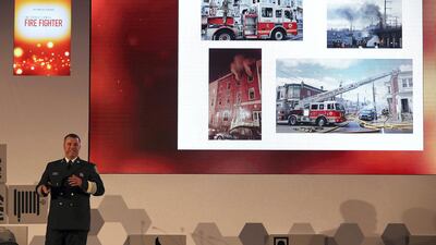 Experts from around the world shared examples of major fires that broke out in their home countries, including as Adam Thiel, commissioner of the Philadelphia Fire Department in the US. Pawan Singh / The National