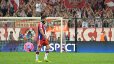 Bayern Munich's Robert Lewandowski shown during his side's aggregate defeat in the Champions League semi-final on Tuesday night to Barcelona. Kerstin Joensson / AP