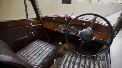 The interior of a 1948 1.5l engine Jaguar, restored by its owner in Islamabad.