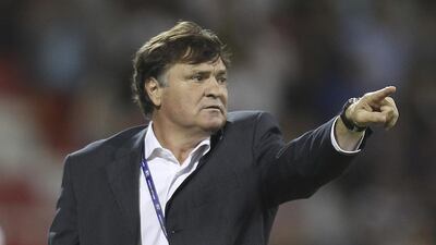 Jose Antonio Camacho reacts during a match as manager of China in 2011. Mohammed Dabbous / Reuters file