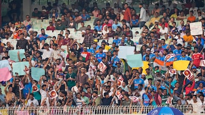 A near-capacity crowd at the World Cup match between Pakistan and England at the Eden Gardens in Kolkata on Saturday, November 11, 2023. AP