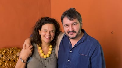 Hay Festival International director Cristina Fuentes La Roche and Hay Festival director Peter Florence. Photo: Daniel Mordzinski