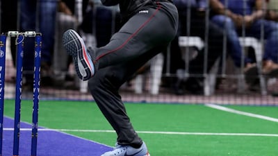 Ramveer Rai of the UAE during the game between the UAE v Sri Lanka in the W.I.C.F Indoor Cricket World Cup 2017. Chris Whiteoak / The National