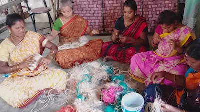 Sekar has a team of about 100 women, who earn their livelihood making natural yarns