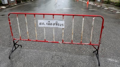 A road block is seen in front of the Chiang Rai hospital. Reuters