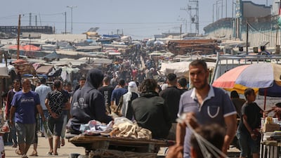 Displaced Palestinians at a temporary camp in Rafah, southern Gaza, on May 3, 2024. Bloomberg