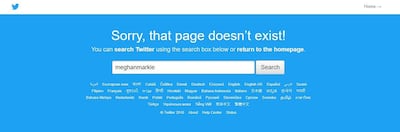The traces of Meghan Markle's former Twitter account.