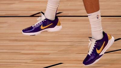 The sneakers of Anthony Davis of the Los Angeles Lakers. AFP