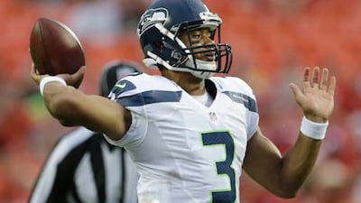 Seattle Seahawks quarterback Russell WIlson in action during pre-season against the Kansas City Chiefs