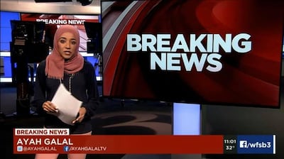 Ayah Galal in the TV studio at WFSB in Connecticut.