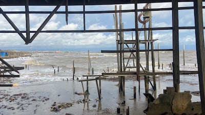 A building destroyed by the ocean