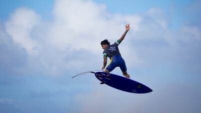 Gabriel Medina of Brazil trains for the Olympic surfing competition, in Paris. AP